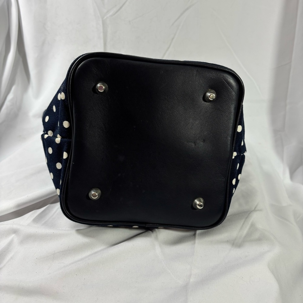 Talbots Navy & White Polka Dot Canvas Tote Bag – Classic Shoulder Handbag - Picture 3 of 5